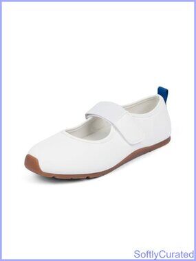 Mary Jane Sneakers Slip-On Flats Faux Leather Hook & Loop